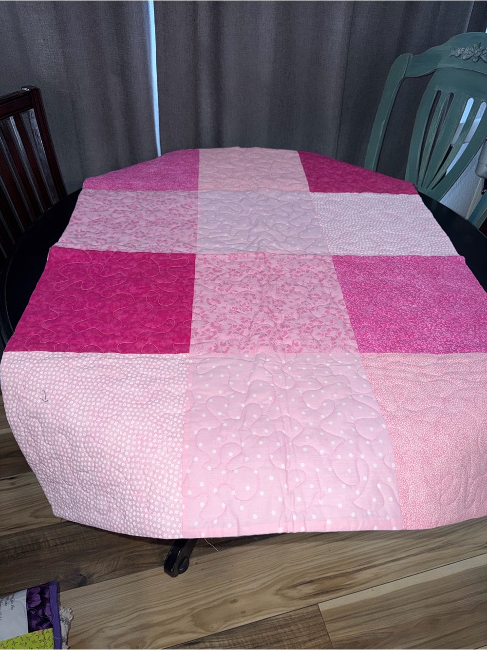 Cottagecore Handmade Pink Patchwork Baby Quilt - Soft Pink Bed Throw